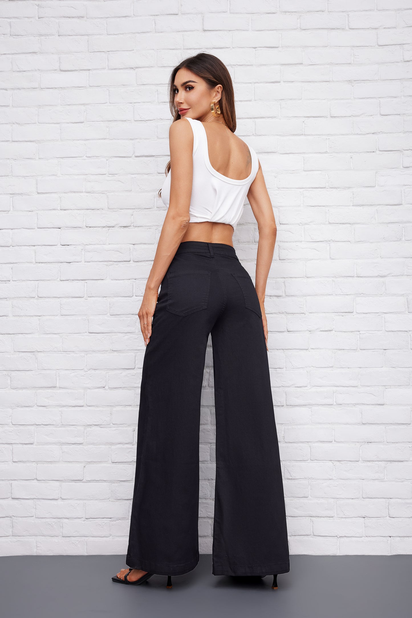 WIDE-LEG MID WAIST JEANS C3723-1