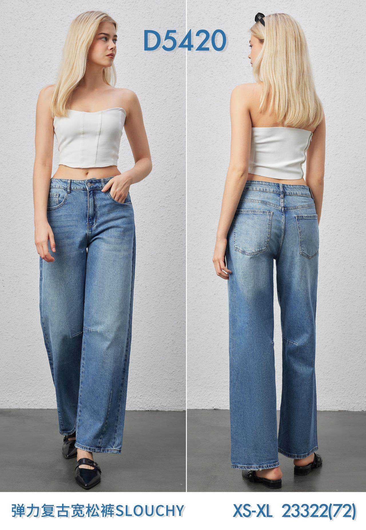 RELAXED FIT HIGH-WAIST JEANS WITH VITAGE WASH D5420