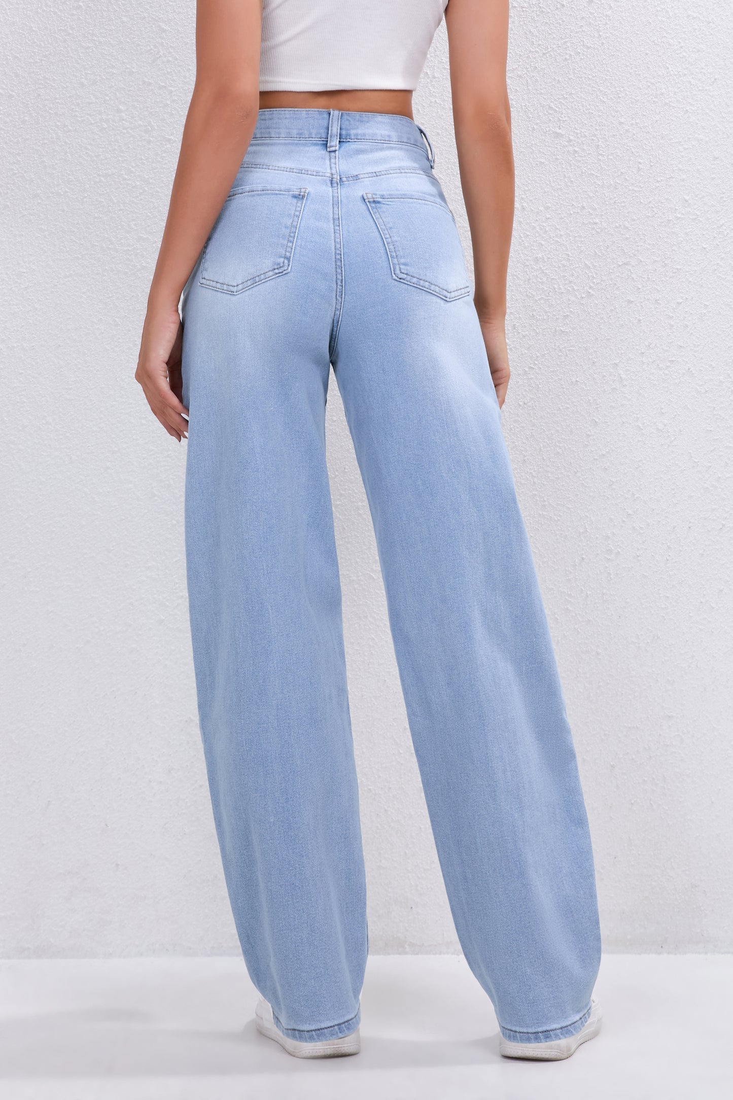 CLASSIC SKY BLUE - WASHED WIDE-LEG JEANS KM3327