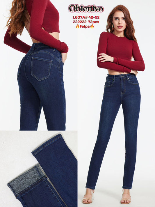 FLEECE LINED HIGH-WAIST SCULPT JEANS L607A